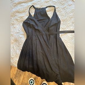 J. Crew Black Midi Wrap Around Dress